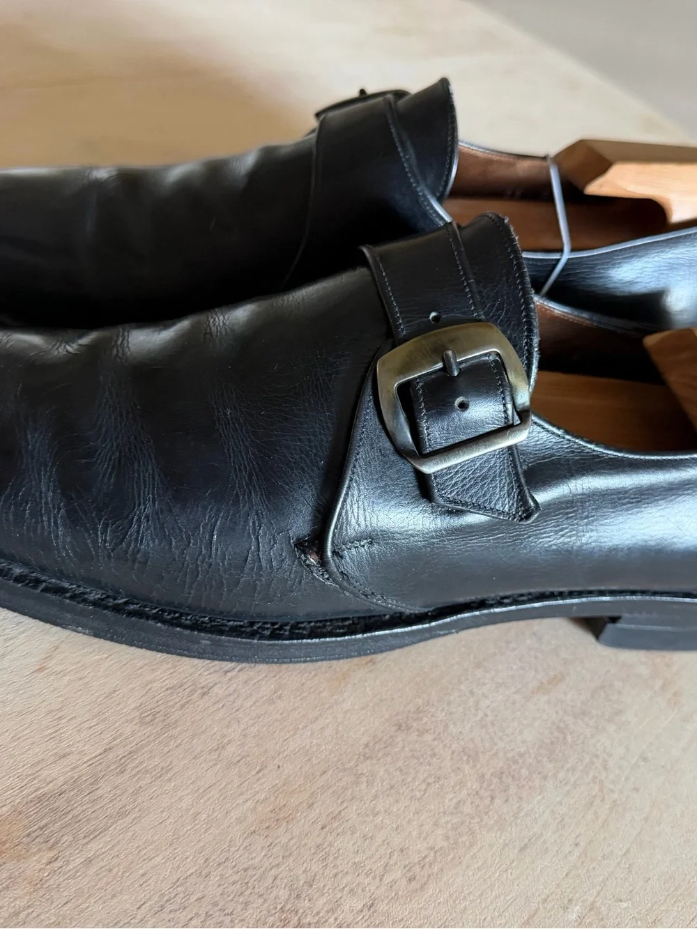 Vintage Allen Edmond DraKe Single Monk Strap Leather Formal Shoes Black Mens 11